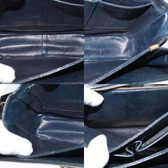 CELINE C Sulky Shoulder Bag Canvas Navy Gold - Picture 12 of 13